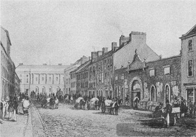The Green Linen Market and Commercial Buildings, Belfast, in 1839