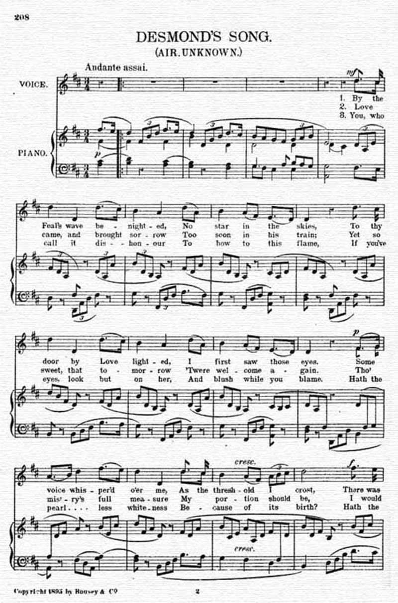 Music score to Desmond's song