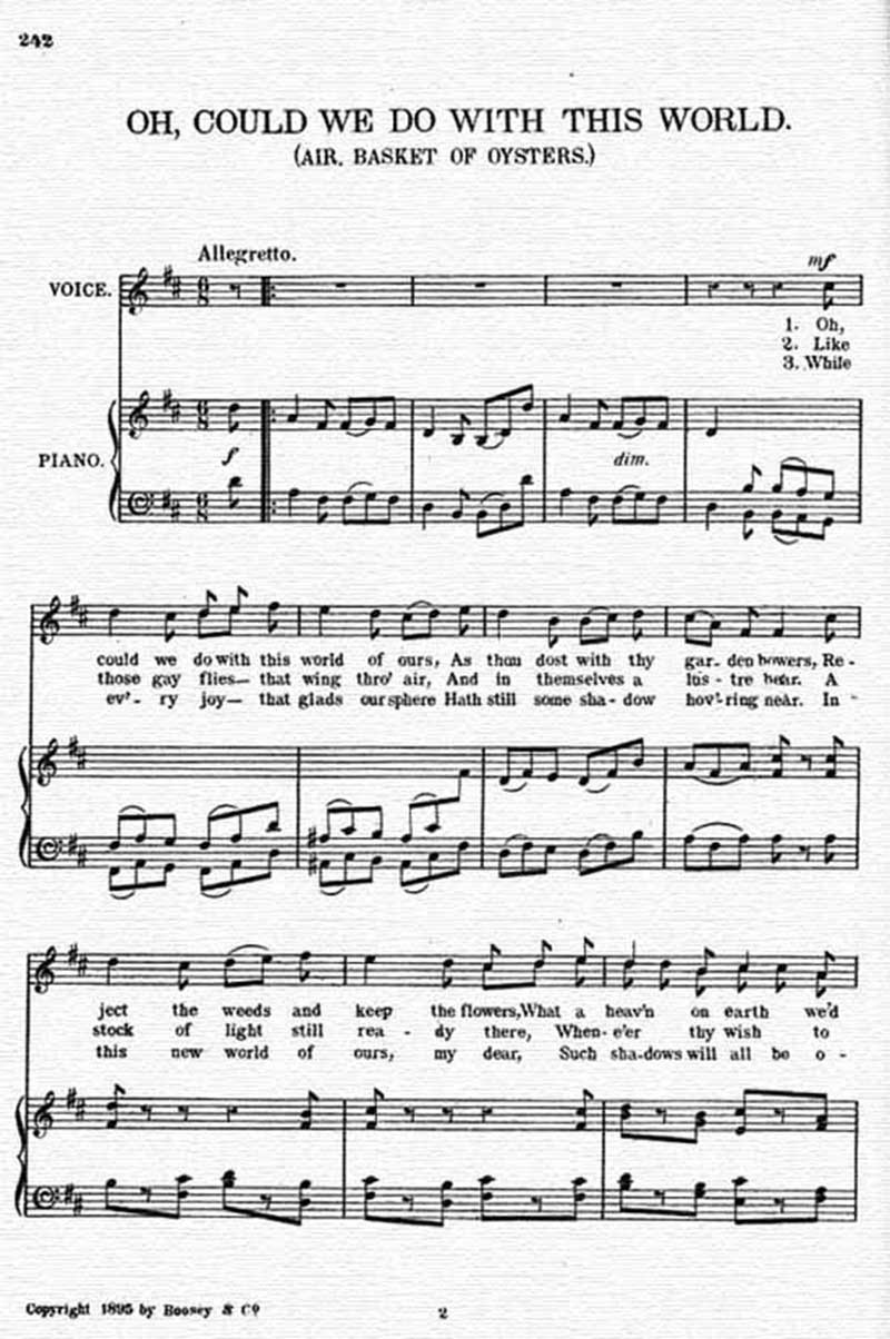 Music score to Oh, could we do with this world