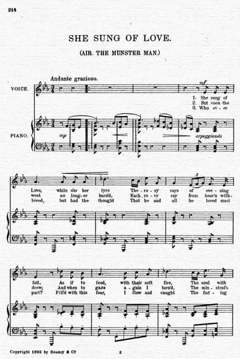 Music score to She sung of love