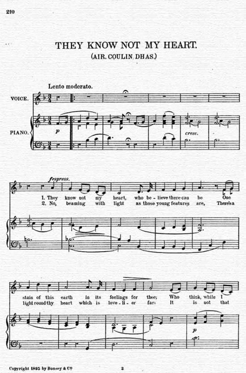 Music score to They know not my heart